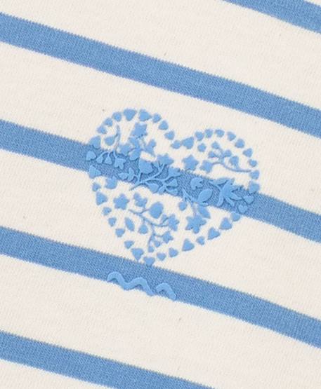 Mariniere manches courtes 100% coton fille Fond grege raye bleu 2 - vertbaudet enfant 