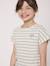 Mariniere manches courtes 100% coton fille Fond grege raye vert 1 - vertbaudet enfant 