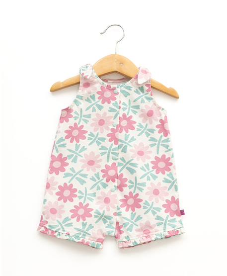 Ensemble salopette + haut 100% coton bébé fille Imprime rose fond blanc casse 4 - vertbaudet enfant 