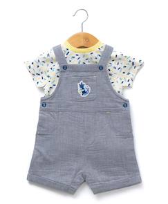 -Ensemble salopette + haut 100% coton bébé garçon