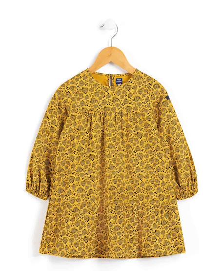 Robe manches longues 100% coton fille Imprime jaune ocre 3 - vertbaudet enfant 