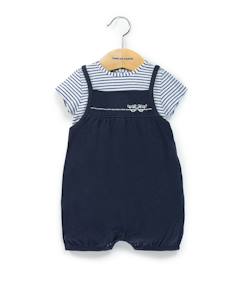 -Ensemble salopette + haut 100% coton bébé fille
