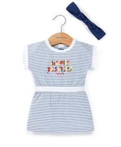 Bébé-Robe, jupe-Ensemble robe + bandeau 100% coton bébé fille