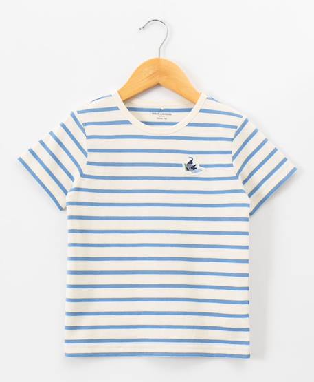 Mariniere manches courtes 100% coton garçon Fond grege raye bleu 1 - vertbaudet enfant 