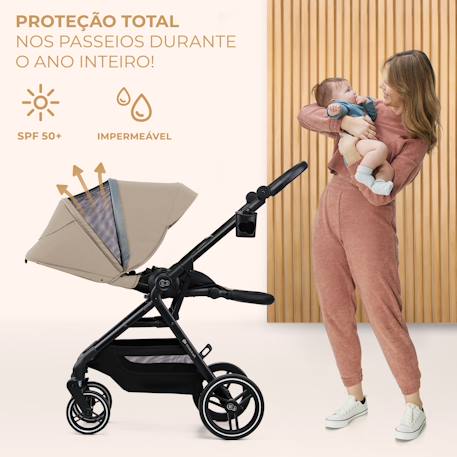Poussette Kinderkraft YOXI réversible face ou dos route, pliage avec siège, roues increvables et accessoires inclus Beige+Gris+Noir+Vert 4 - vertbaudet enfant 