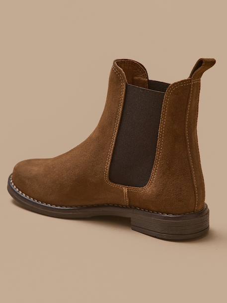 Boots chelsea cuir suédé fille Camel 2 - vertbaudet enfant 