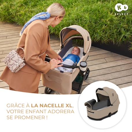 Poussette 2 en 1 Kinderkraft YOXI avec Nacelle Pliable, Siège Réversible, Roues Increvables et UPF50+ Beige+Vert 4 - vertbaudet enfant 