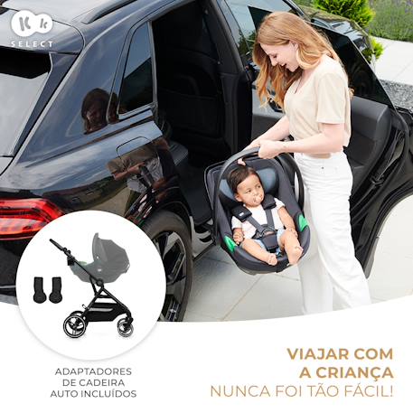 Poussette Kinderkraft YOXI réversible face ou dos route, pliage avec siège, roues increvables et accessoires inclus Beige+Gris+Noir+Vert 11 - vertbaudet enfant 