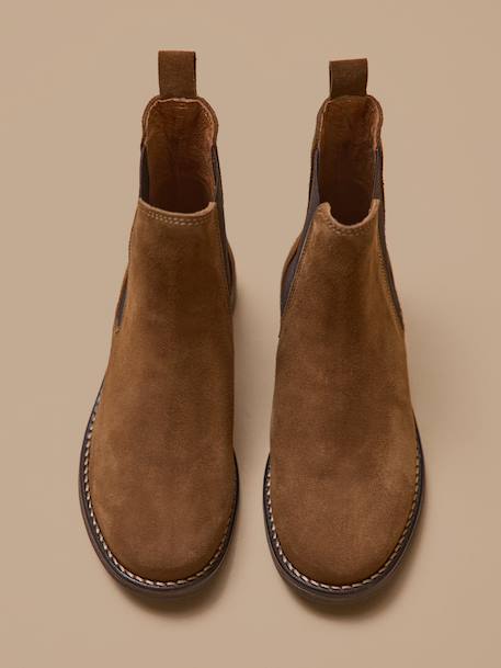 Boots chelsea cuir suédé fille Camel 3 - vertbaudet enfant 