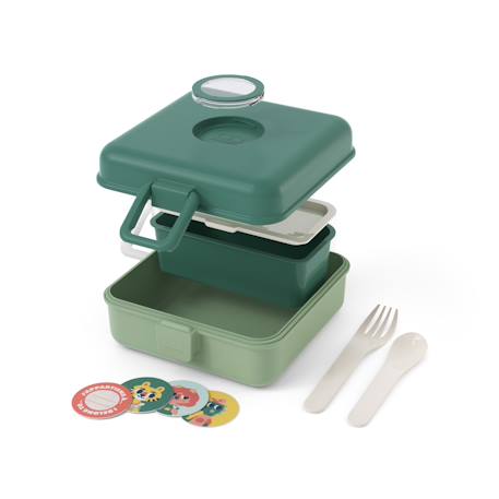 Boite à sandwich et goûter 850ml snacky Bleu dino+Bleu infinity+Bleu wolf+Cannelle fox+Rose blush+Rose leopard+Vert forest+Vert raccoon 39 - vertbaudet enfant 