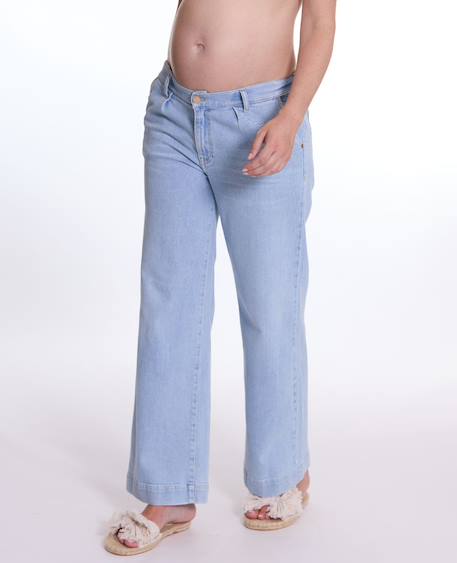Jean de grossesse wide leg kelly mid Light blue+Mid blue 2 - vertbaudet enfant 