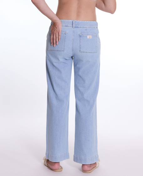 Jean de grossesse wide leg kelly mid Light blue+Mid blue 6 - vertbaudet enfant 