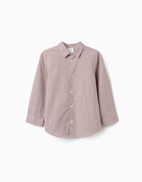 Chemise à manches longues à motif vichy Bleu foncé+Marron 4 - vertbaudet enfant 