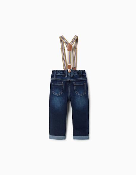 Pantalon en jean avec bretelles amovibles Bleu foncé 2 - vertbaudet enfant 