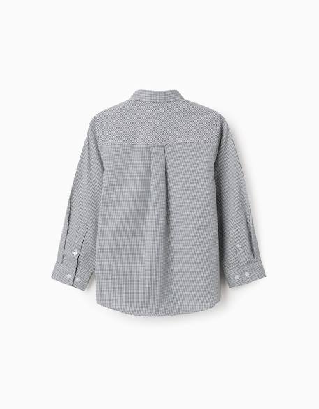 Chemise à manches longues à motif vichy Bleu foncé+Marron 2 - vertbaudet enfant 