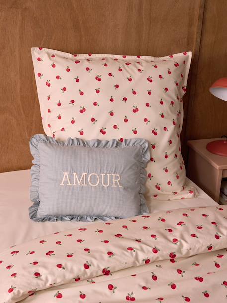 Coussin 'amour' imprimé vichy Vichy bleu+Vichy curry+Vichy vert 3 - vertbaudet enfant 