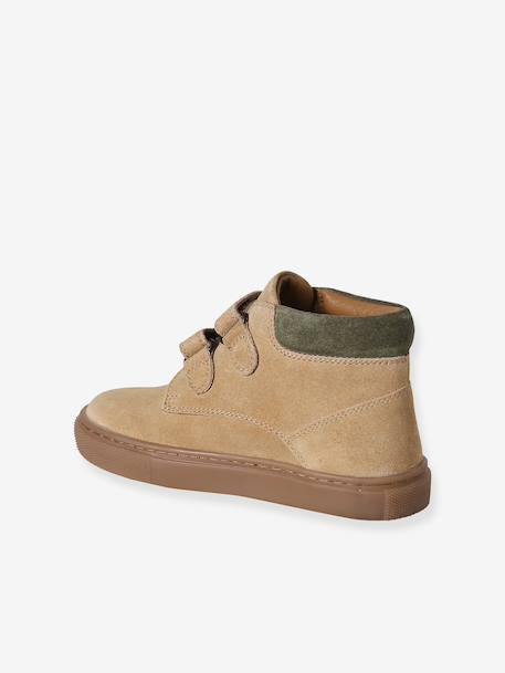 Baskets garçon cuir à scratchs beige+marine 3 - vertbaudet enfant 