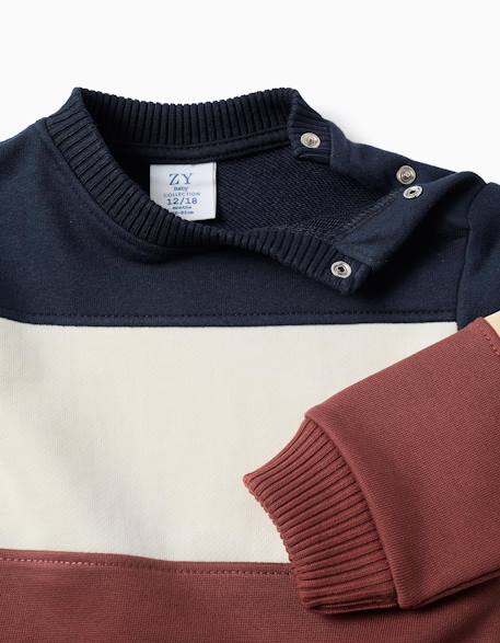 Sweat en coton avec bloc de couleurs Marron 4 - vertbaudet enfant 