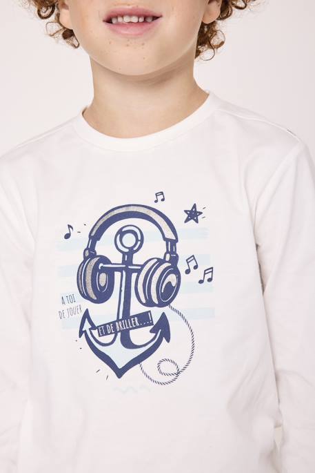 T-shirt manches longues 100% coton garçon Fond blanc imprime magique 2 - vertbaudet enfant 