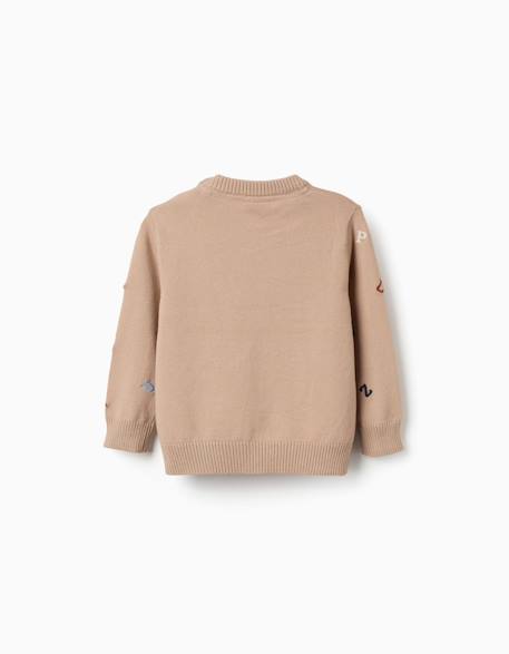 Pull en maille avec lettres brodées Beige 2 - vertbaudet enfant 