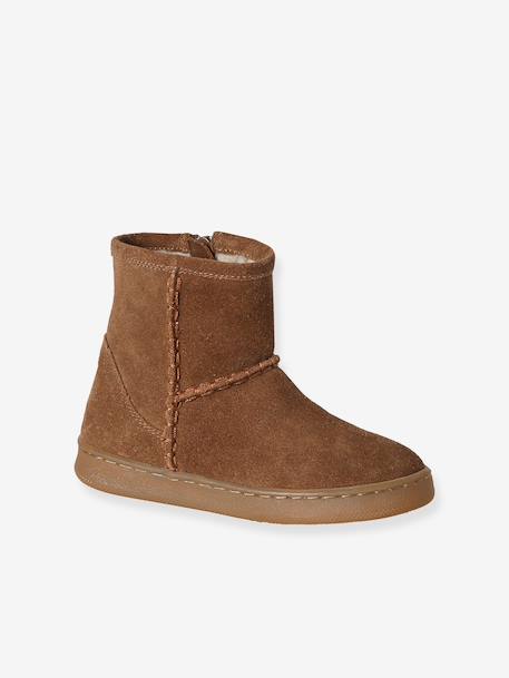 Boots fille cuir zippées marron+taupe 1 - vertbaudet enfant 
