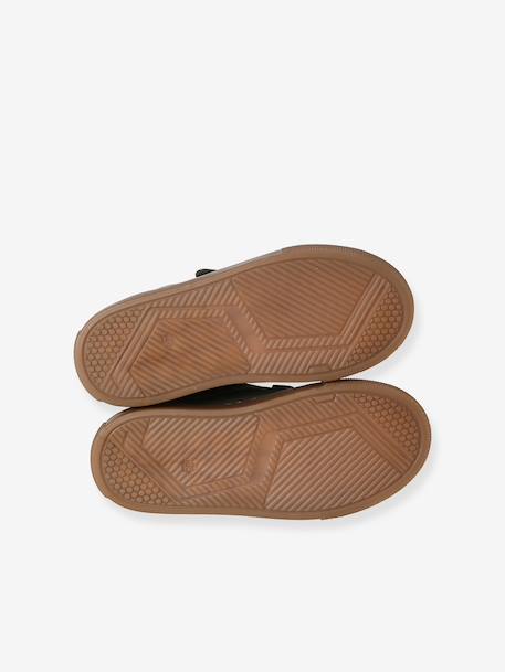 Baskets garçon cuir à scratchs beige+kaki+marine 10 - vertbaudet enfant 