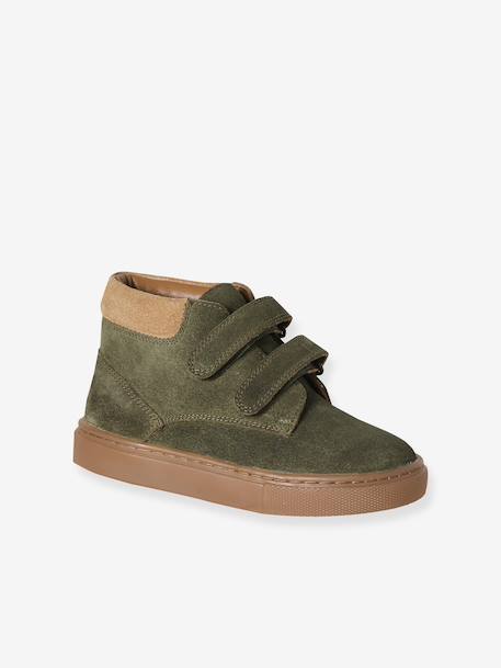 Baskets garçon cuir à scratchs beige+kaki+marine 6 - vertbaudet enfant 