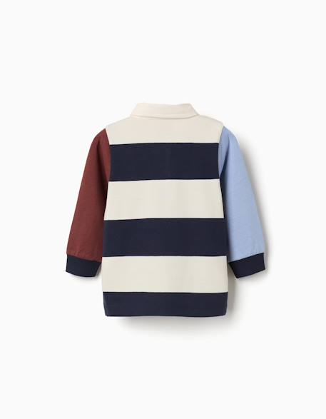 Polo en coton à manches longues à rayures Bleu foncé 2 - vertbaudet enfant 