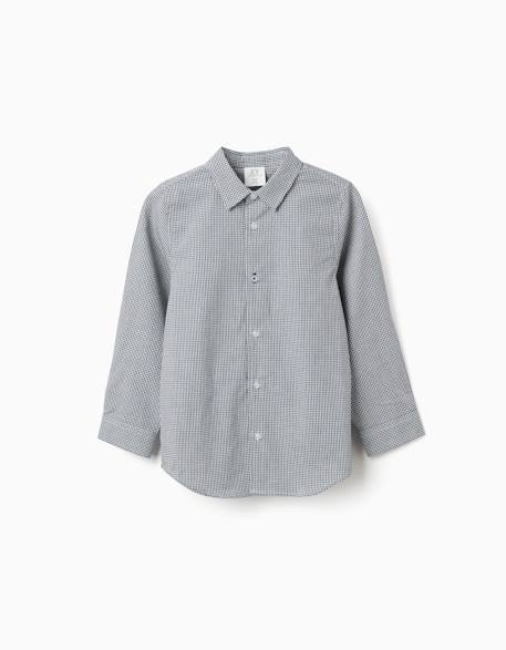 Chemise à manches longues à motif vichy Bleu foncé+Marron 1 - vertbaudet enfant 
