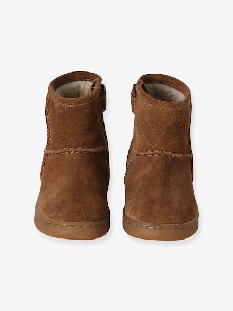 Boots fille cuir zippées marron+taupe 4 - vertbaudet enfant 