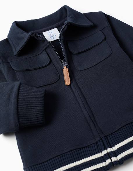 Veste en coton avec poches poitrine Bleu foncé 3 - vertbaudet enfant 
