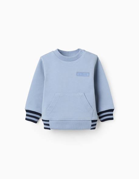 Sweat en coton avec une poche kangourou Bleu clair 1 - vertbaudet enfant 