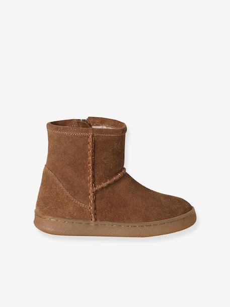 Boots fille cuir zippées marron+taupe 2 - vertbaudet enfant 