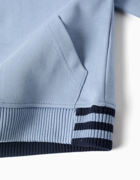 Sweat en coton avec une poche kangourou Bleu clair 4 - vertbaudet enfant 