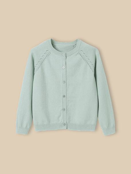 Fille-Pull, gilet, sweat-Gilet-Cardigan fille en coton et laine