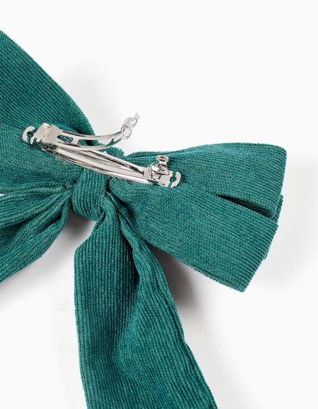 Barrette à cheveux avec nœud en velours côtelé Vert foncé 2 - vertbaudet enfant 