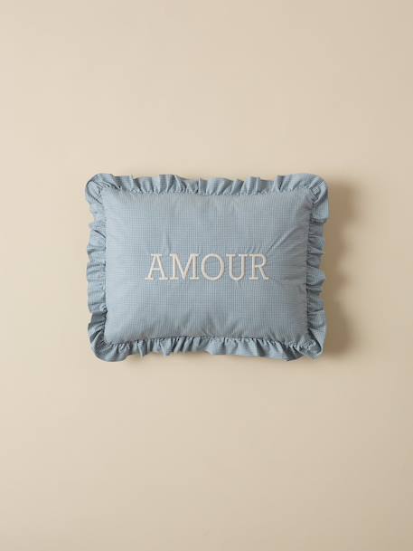 Coussin 'amour' imprimé vichy Vichy bleu+Vichy curry+Vichy vert 1 - vertbaudet enfant 