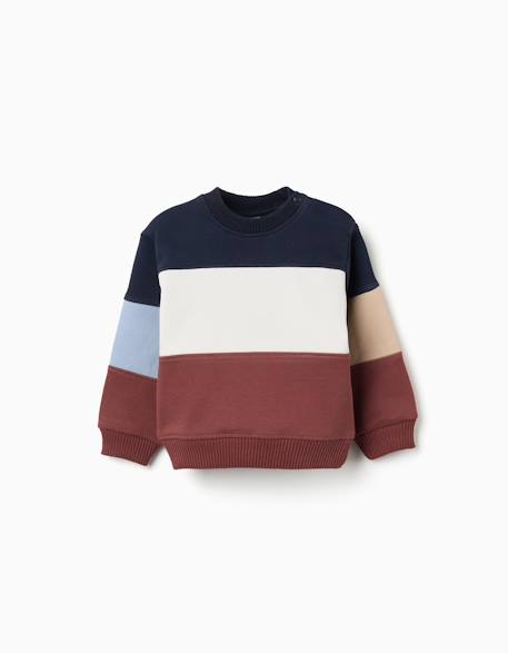Sweat en coton avec bloc de couleurs Marron 2 - vertbaudet enfant 