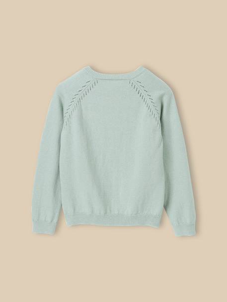Cardigan fille en coton et laine Vert pastel 2 - vertbaudet enfant 