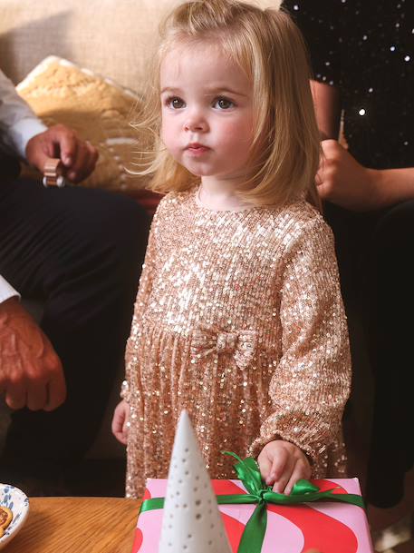 Robe bébé fille à sequins noël argent+or 18 - vertbaudet enfant 