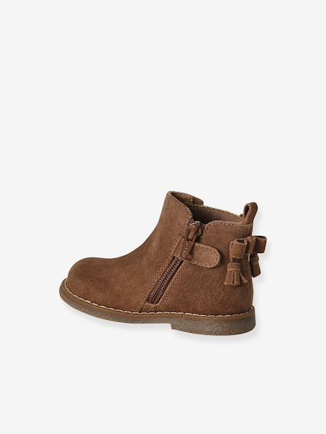 Chaussures premiers pas bébé boots cuir jaune d'or+marron+noir 9 - vertbaudet enfant 