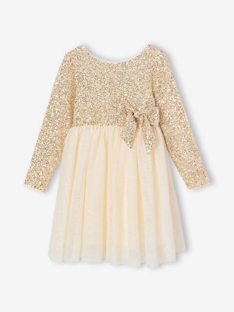 Robe de fête fille manches longues doré 2 - vertbaudet enfant 
