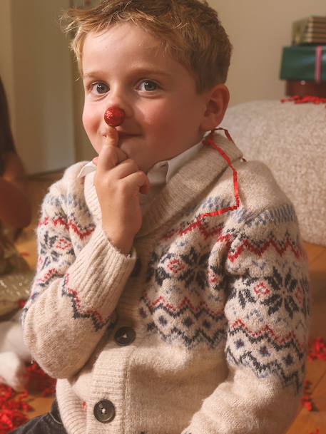 Gilet col châle garçon écru chiné 5 - vertbaudet enfant 
