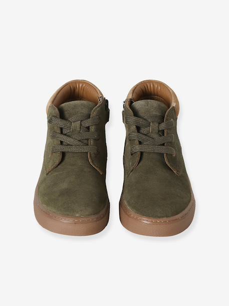 Baskets enfant garçon cuir montantes zippées et élastiquées beige+kaki+marine 9 - vertbaudet enfant 
