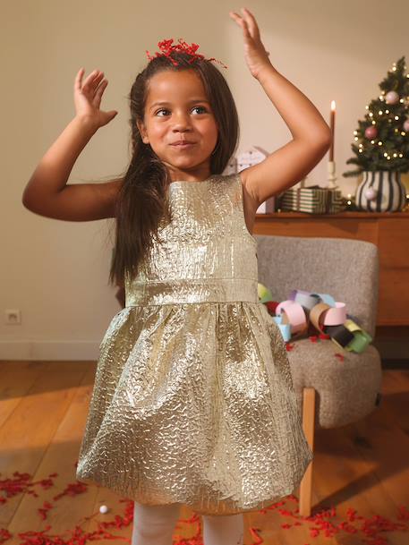 Robe de fête fille sans manches doré 1 - vertbaudet enfant 