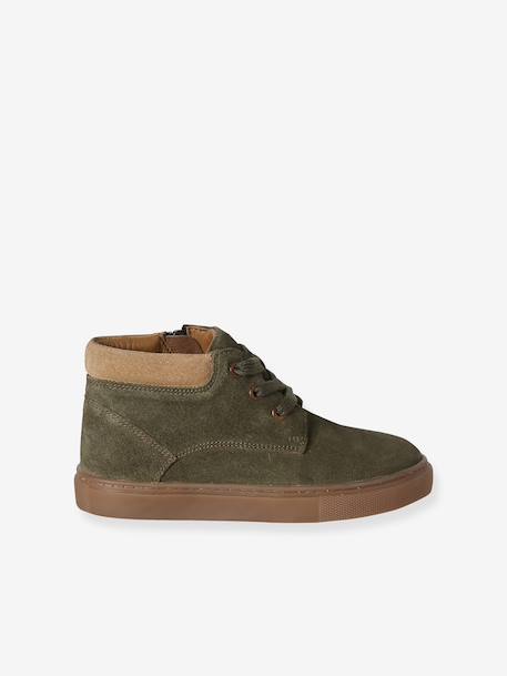 Baskets enfant garçon cuir montantes zippées et élastiquées beige+kaki+marine 7 - vertbaudet enfant 