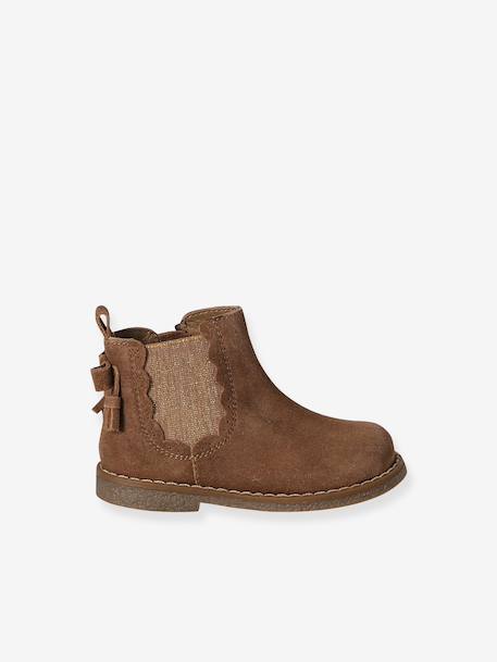 Chaussures premiers pas bébé boots cuir jaune d'or+marron+noir 8 - vertbaudet enfant 