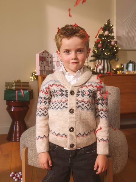 Gilet col châle garçon écru chiné 4 - vertbaudet enfant 