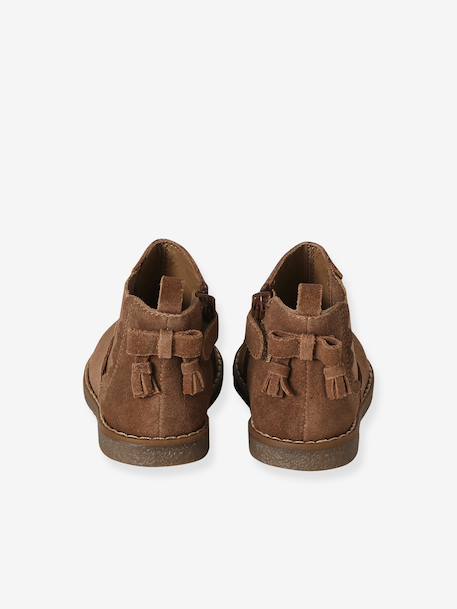 Chaussures premiers pas bébé boots cuir jaune d'or+marron+noir 12 - vertbaudet enfant 