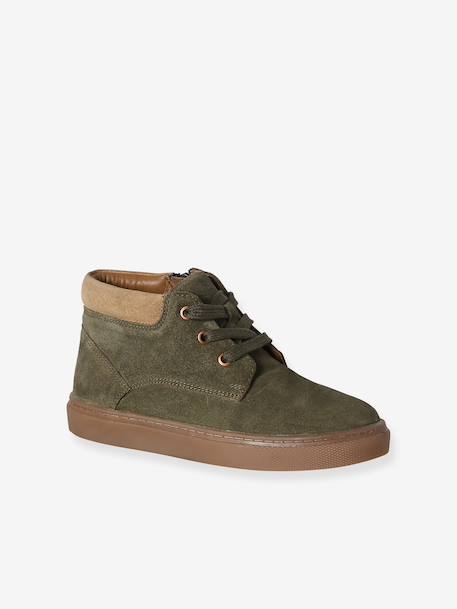 Baskets enfant garçon cuir montantes zippées et élastiquées beige+kaki+marine 6 - vertbaudet enfant 